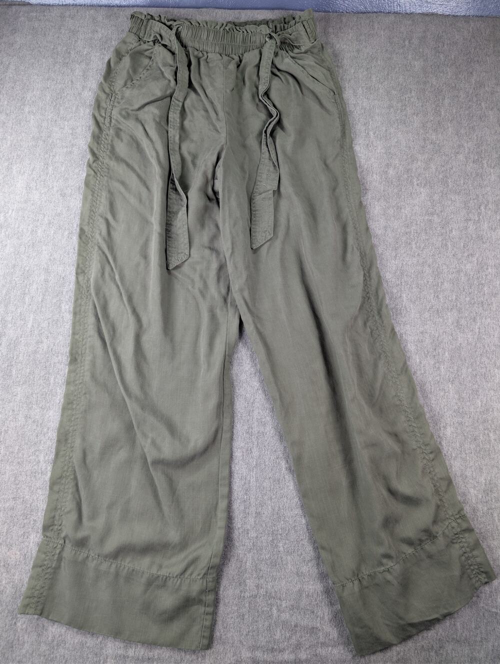 Knox Rose Olive Green Wide Leg Pants Small Boho Tie Waist casual